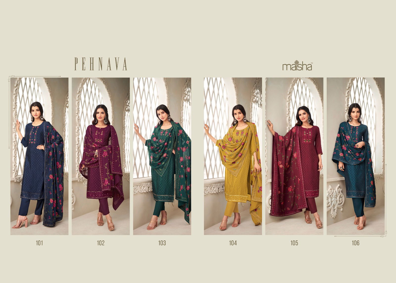 Pehnawa By Maisha 101 To 106 Salwar Kameez Catalog